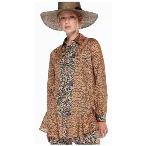 Scotch‎ Soda Beach Freaks Women's Leopard Floral Button Up M Animal Print - Picture 1 of 14